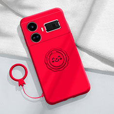 Ultra-thin Silicone Gel Soft Case Cover with Magnetic Finger Ring Stand S02 for Realme GT Neo5 240W 5G Red