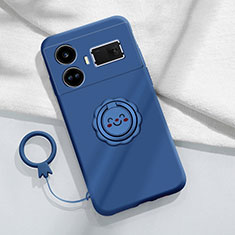 Ultra-thin Silicone Gel Soft Case Cover with Magnetic Finger Ring Stand S02 for Realme GT Neo6 5G Blue