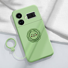 Ultra-thin Silicone Gel Soft Case Cover with Magnetic Finger Ring Stand S02 for Realme GT Neo6 5G Green