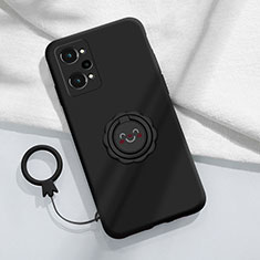 Ultra-thin Silicone Gel Soft Case Cover with Magnetic Finger Ring Stand S02 for Realme GT2 5G Black