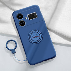 Ultra-thin Silicone Gel Soft Case Cover with Magnetic Finger Ring Stand S02 for Realme GT3 5G Blue