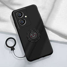 Ultra-thin Silicone Gel Soft Case Cover with Magnetic Finger Ring Stand S02 for Vivo V29 Lite 5G Black