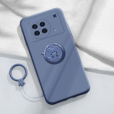 Ultra-thin Silicone Gel Soft Case Cover with Magnetic Finger Ring Stand S02 for Vivo X Note Lavender Gray