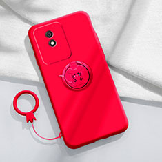 Ultra-thin Silicone Gel Soft Case Cover with Magnetic Finger Ring Stand S02 for Vivo Y11 (2023) Red