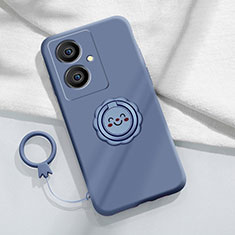 Ultra-thin Silicone Gel Soft Case Cover with Magnetic Finger Ring Stand S02 for Vivo Y78 5G Lavender Gray