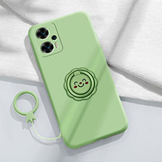 Ultra-thin Silicone Gel Soft Case Cover with Magnetic Finger Ring Stand S02 for Xiaomi Poco F5 5G Green