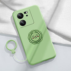 Ultra-thin Silicone Gel Soft Case Cover with Magnetic Finger Ring Stand S02 for Xiaomi Redmi K60 Ultra 5G Green