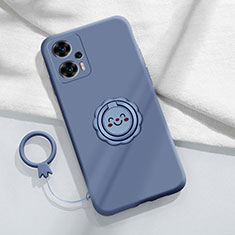 Ultra-thin Silicone Gel Soft Case Cover with Magnetic Finger Ring Stand S02 for Xiaomi Redmi Note 12 Turbo 5G Lavender Gray