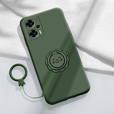 Ultra-thin Silicone Gel Soft Case Cover with Magnetic Finger Ring Stand S02 for Xiaomi Redmi Note 12 Turbo 5G Midnight Green