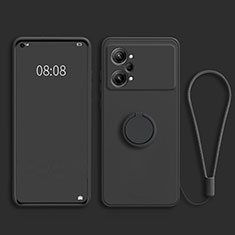 Ultra-thin Silicone Gel Soft Case Cover with Magnetic Finger Ring Stand S03 for Oppo K10 Pro 5G Black