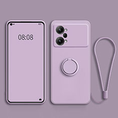 Ultra-thin Silicone Gel Soft Case Cover with Magnetic Finger Ring Stand S03 for Oppo K10 Pro 5G Clove Purple