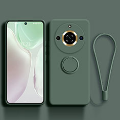 Ultra-thin Silicone Gel Soft Case Cover with Magnetic Finger Ring Stand S03 for Realme Narzo 60 5G Midnight Green