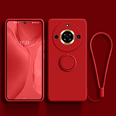 Ultra-thin Silicone Gel Soft Case Cover with Magnetic Finger Ring Stand S03 for Realme Narzo 60 Pro 5G Red