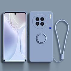 Ultra-thin Silicone Gel Soft Case Cover with Magnetic Finger Ring Stand S03 for Vivo X90 Pro+ Plus 5G Lavender Gray