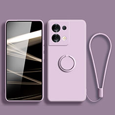 Ultra-thin Silicone Gel Soft Case Cover with Magnetic Finger Ring Stand S03 for Xiaomi Redmi Note 13 5G Clove Purple