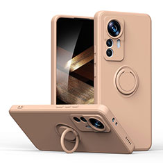 Ultra-thin Silicone Gel Soft Case Cover with Magnetic Finger Ring Stand S05 for Xiaomi Redmi Note 12S Khaki