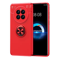 Ultra-thin Silicone Gel Soft Case Cover with Magnetic Finger Ring Stand SD1 for Huawei Mate 50E Red