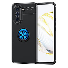 Ultra-thin Silicone Gel Soft Case Cover with Magnetic Finger Ring Stand SD1 for Huawei Nova 10 Pro Blue and Black