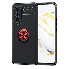 Ultra-thin Silicone Gel Soft Case Cover with Magnetic Finger Ring Stand SD1 for Huawei Nova 10 Pro Red and Black