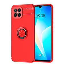 Ultra-thin Silicone Gel Soft Case Cover with Magnetic Finger Ring Stand SD1 for Huawei Nova 8 SE 4G Red