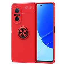 Ultra-thin Silicone Gel Soft Case Cover with Magnetic Finger Ring Stand SD1 for Huawei Nova 9 SE Red