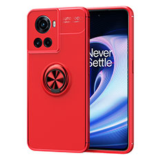 Ultra-thin Silicone Gel Soft Case Cover with Magnetic Finger Ring Stand SD1 for OnePlus 10R 5G Red