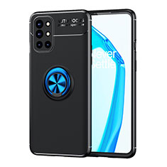 Ultra-thin Silicone Gel Soft Case Cover with Magnetic Finger Ring Stand SD1 for OnePlus 9R 5G Blue and Black