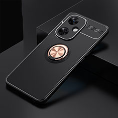 Ultra-thin Silicone Gel Soft Case Cover with Magnetic Finger Ring Stand SD1 for OnePlus Nord CE 3 Lite 5G Gold and Black