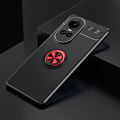 Ultra-thin Silicone Gel Soft Case Cover with Magnetic Finger Ring Stand SD1 for Oppo Reno10 Pro 5G Red and Black