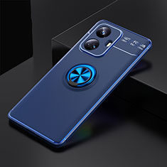 Ultra-thin Silicone Gel Soft Case Cover with Magnetic Finger Ring Stand SD1 for Realme 10 Pro+ Plus 5G Blue