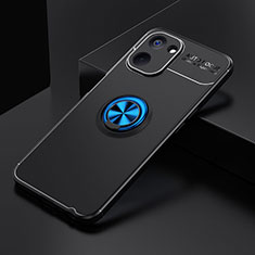 Ultra-thin Silicone Gel Soft Case Cover with Magnetic Finger Ring Stand SD1 for Realme 10S 5G Blue and Black