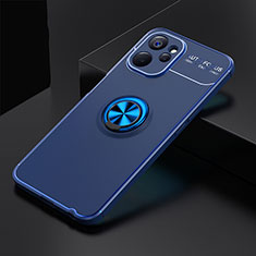 Ultra-thin Silicone Gel Soft Case Cover with Magnetic Finger Ring Stand SD1 for Realme 10T 5G Blue