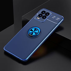 Ultra-thin Silicone Gel Soft Case Cover with Magnetic Finger Ring Stand SD1 for Realme 8 4G Blue