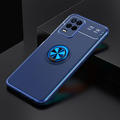 Ultra-thin Silicone Gel Soft Case Cover with Magnetic Finger Ring Stand SD1 for Realme 8 5G Blue