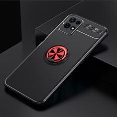 Ultra-thin Silicone Gel Soft Case Cover with Magnetic Finger Ring Stand SD1 for Realme 8i Red and Black