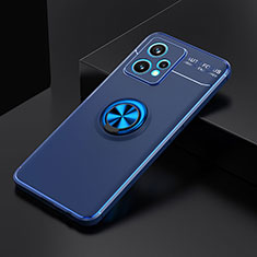 Ultra-thin Silicone Gel Soft Case Cover with Magnetic Finger Ring Stand SD1 for Realme 9 4G Blue