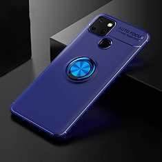 Ultra-thin Silicone Gel Soft Case Cover with Magnetic Finger Ring Stand SD1 for Realme C12 Blue