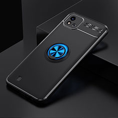 Ultra-thin Silicone Gel Soft Case Cover with Magnetic Finger Ring Stand SD1 for Realme C20 Blue and Black