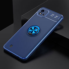 Ultra-thin Silicone Gel Soft Case Cover with Magnetic Finger Ring Stand SD1 for Realme C20A Blue