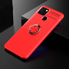 Ultra-thin Silicone Gel Soft Case Cover with Magnetic Finger Ring Stand SD1 for Realme C25S Red