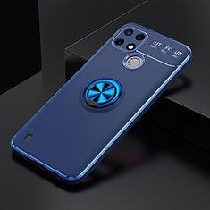 Ultra-thin Silicone Gel Soft Case Cover with Magnetic Finger Ring Stand SD1 for Realme C25Y Blue