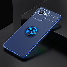 Ultra-thin Silicone Gel Soft Case Cover with Magnetic Finger Ring Stand SD1 for Realme C30 Blue