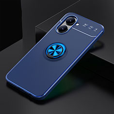 Ultra-thin Silicone Gel Soft Case Cover with Magnetic Finger Ring Stand SD1 for Realme C33 (2023) Blue