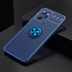 Ultra-thin Silicone Gel Soft Case Cover with Magnetic Finger Ring Stand SD1 for Realme C35 Blue