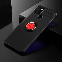 Ultra-thin Silicone Gel Soft Case Cover with Magnetic Finger Ring Stand SD1 for Realme Narzo 30A Red and Black