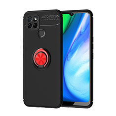 Ultra-thin Silicone Gel Soft Case Cover with Magnetic Finger Ring Stand SD1 for Realme Q2i 5G Red and Black