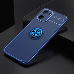 Ultra-thin Silicone Gel Soft Case Cover with Magnetic Finger Ring Stand SD1 for Realme V30 5G Blue