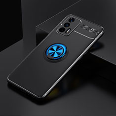 Ultra-thin Silicone Gel Soft Case Cover with Magnetic Finger Ring Stand SD1 for Realme X7 Max 5G Blue and Black