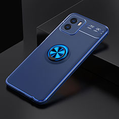 Ultra-thin Silicone Gel Soft Case Cover with Magnetic Finger Ring Stand SD1 for Vivo iQOO U5x Blue