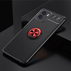 Ultra-thin Silicone Gel Soft Case Cover with Magnetic Finger Ring Stand SD1 for Vivo iQOO U5x Red and Black